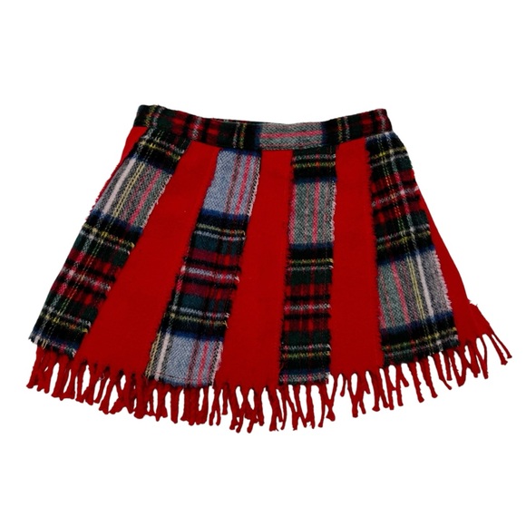 Jacadi Wool Blend Plaid Wrap Skirt With Fringe - Picture 2 of 4